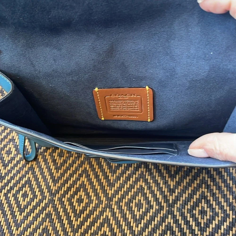 Coach 1941  Courier Wristlet clutch 89331 Pacific Blue and brass  NWT